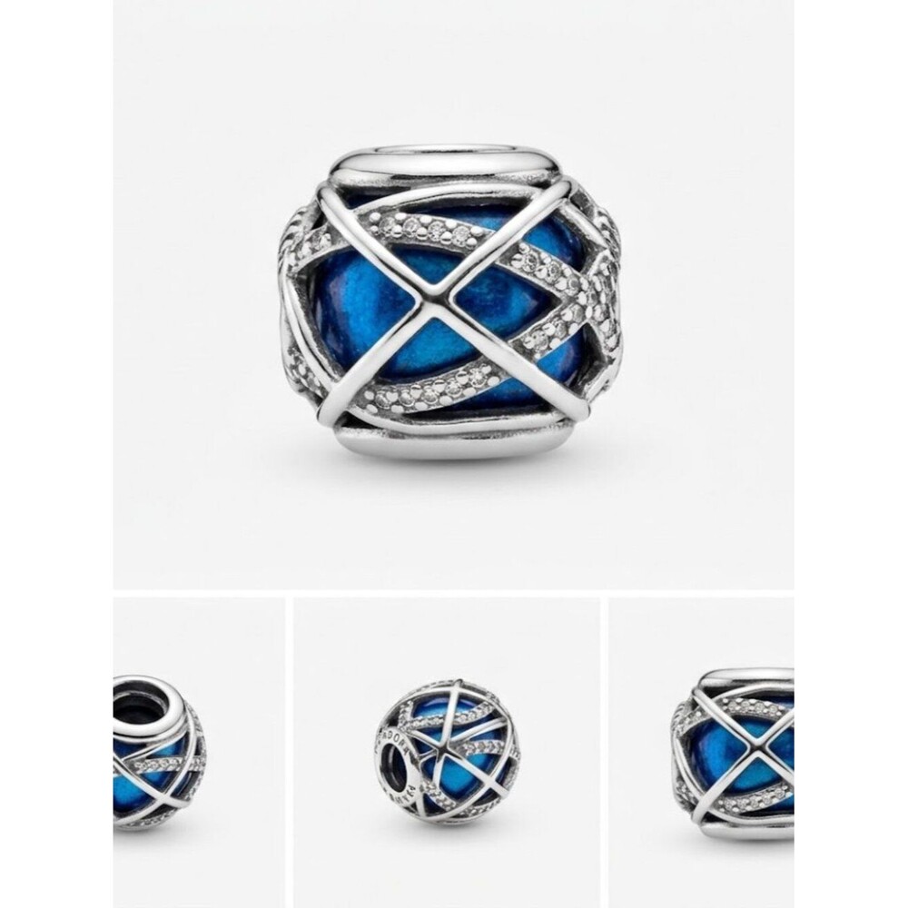 RARE Authentic Pandora Blue Galaxy Celestial Star Charm S925 Silver Retired